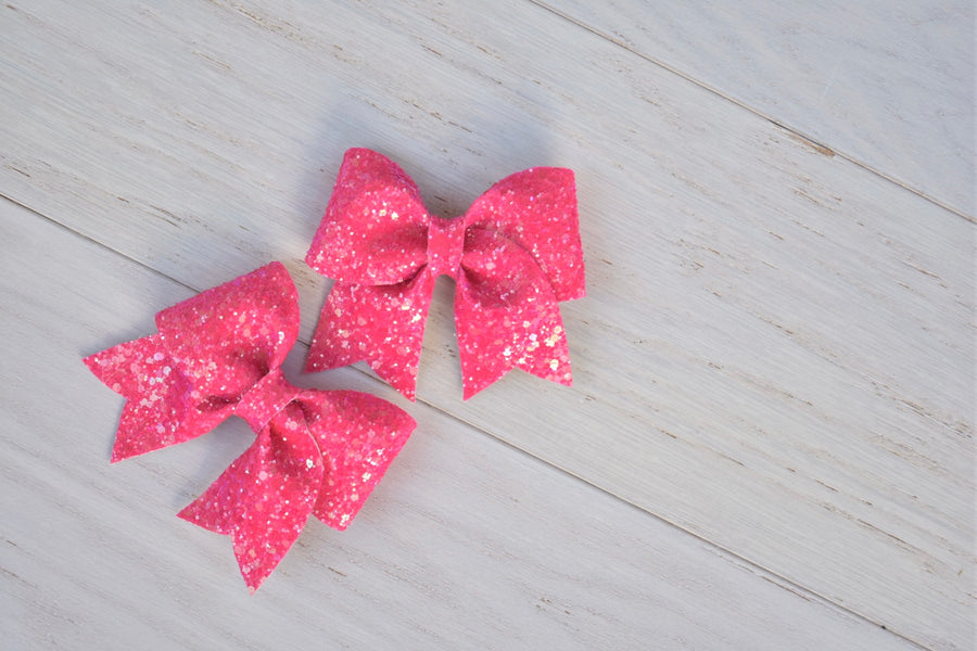 Neon Pink Glitter Bow