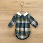 LONG SLEEVE BABY NECK ROMPER EMERALD