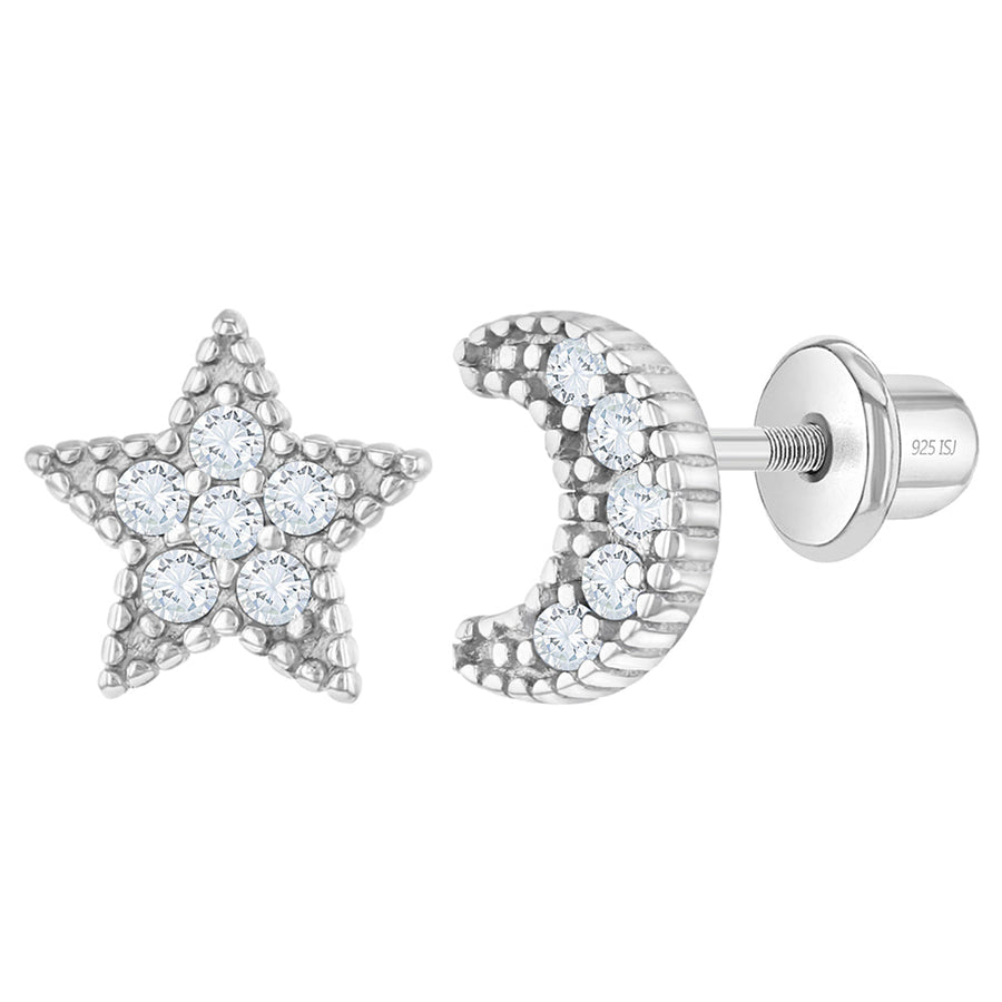 Star & Moon Earrings - Sterling Silver